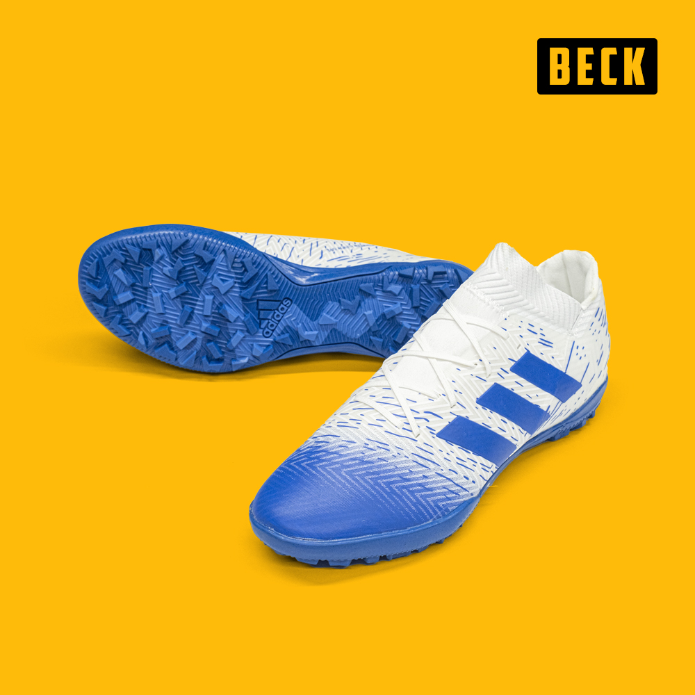 Giày Bóng Đá TQ Adidas Nemeziz 18.3 Trắng Vạch Xanh Biển TF