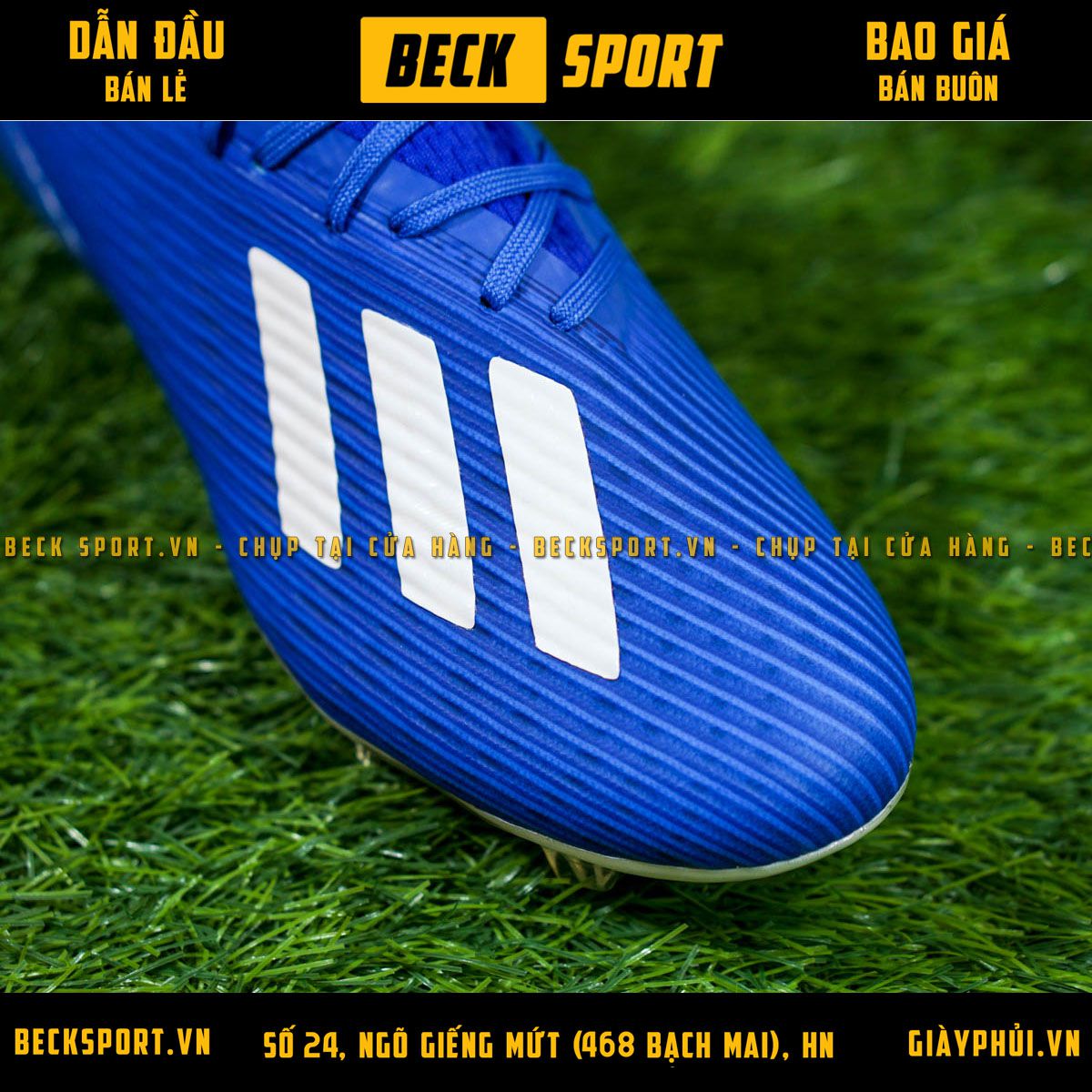 Giày Bóng Đá Adidas X 19.1 Xanh Biển Vạch Trắng FG