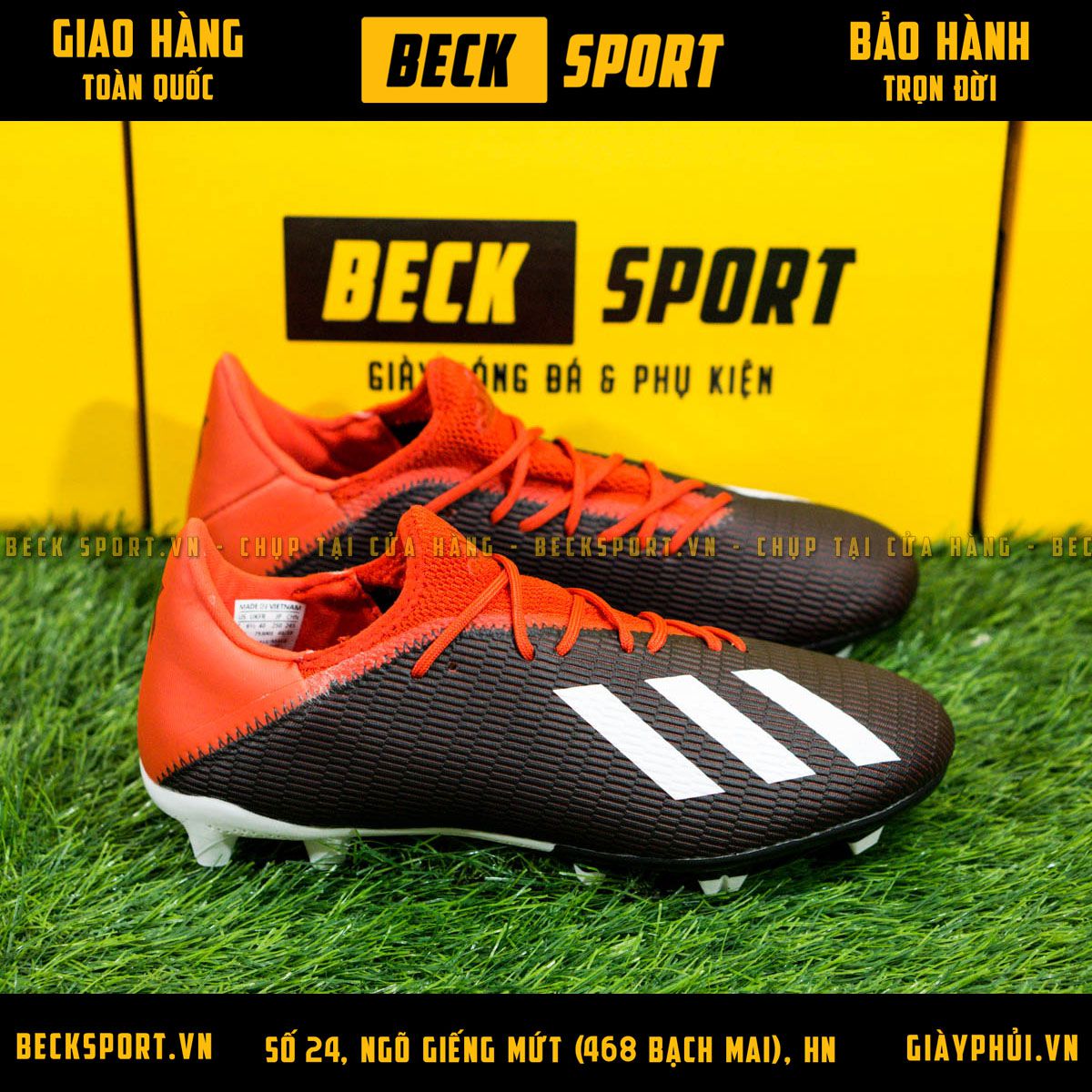 Giày Bóng Đá Adidas X Đen Vạch Trắng Gót Đỏ FG - Main Image