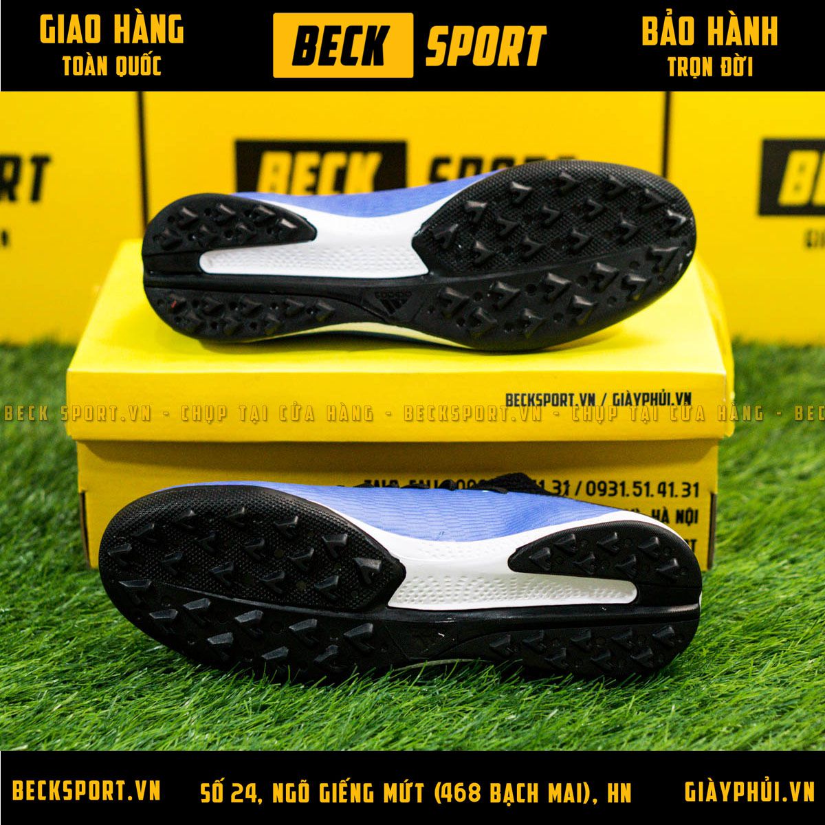 Giày Bóng Đá Adidas X 19.3 Xanh Biển Vạch Đồng Đế Đen TF