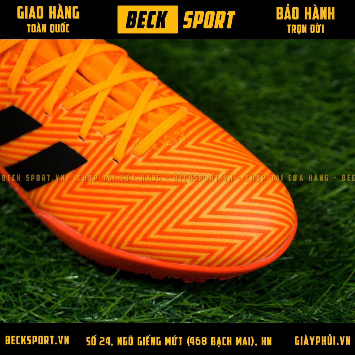 Giày Bóng Đá Adidas Nemeziz 18.3 Cam Vạch Đen Cổ Chéo TF