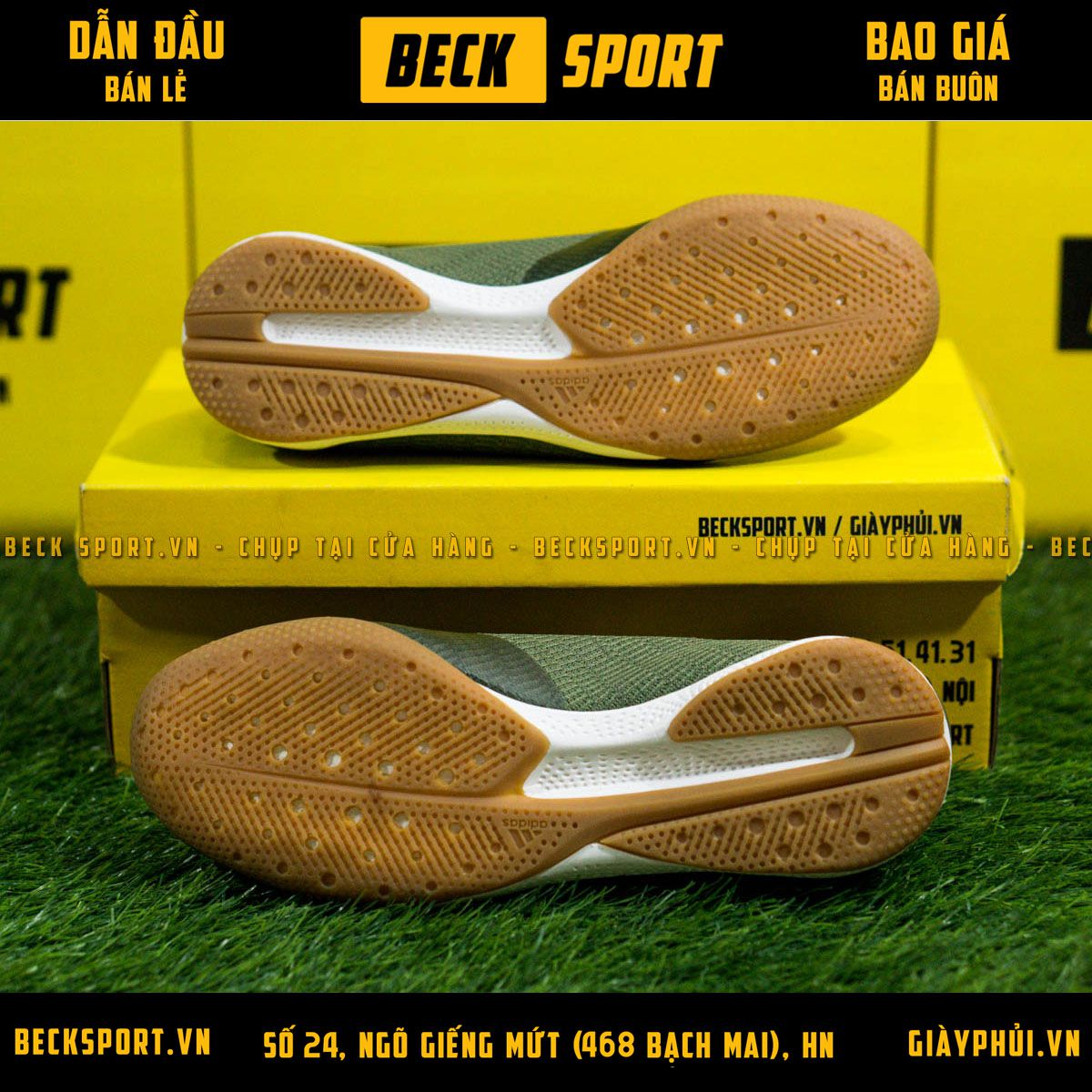 Giày Bóng Đá Adidas X 19.3 Xanh Rêu Vạch Cam HQ IC