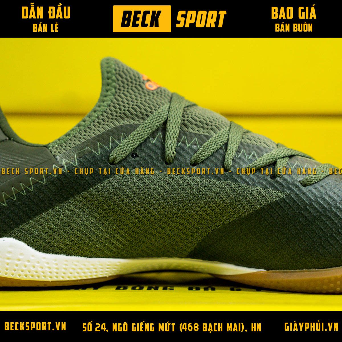 Giày Bóng Đá Adidas X 19.3 Xanh Rêu Vạch Cam HQ IC