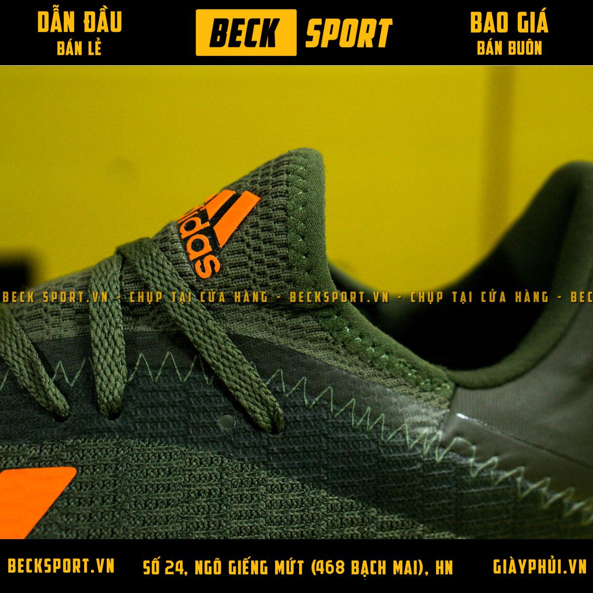 Giày Bóng Đá Adidas X 19.3 Xanh Rêu Vạch Cam HQ IC