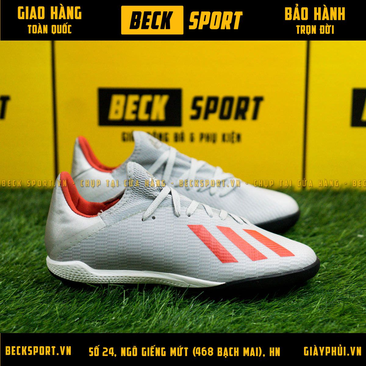 Giày Bóng Đá Adidas X 19.3 Xám Vạch Đỏ HQ TF