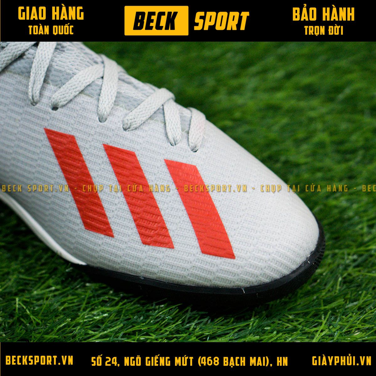 Giày Bóng Đá Adidas X 19.3 Xám Vạch Đỏ HQ TF
