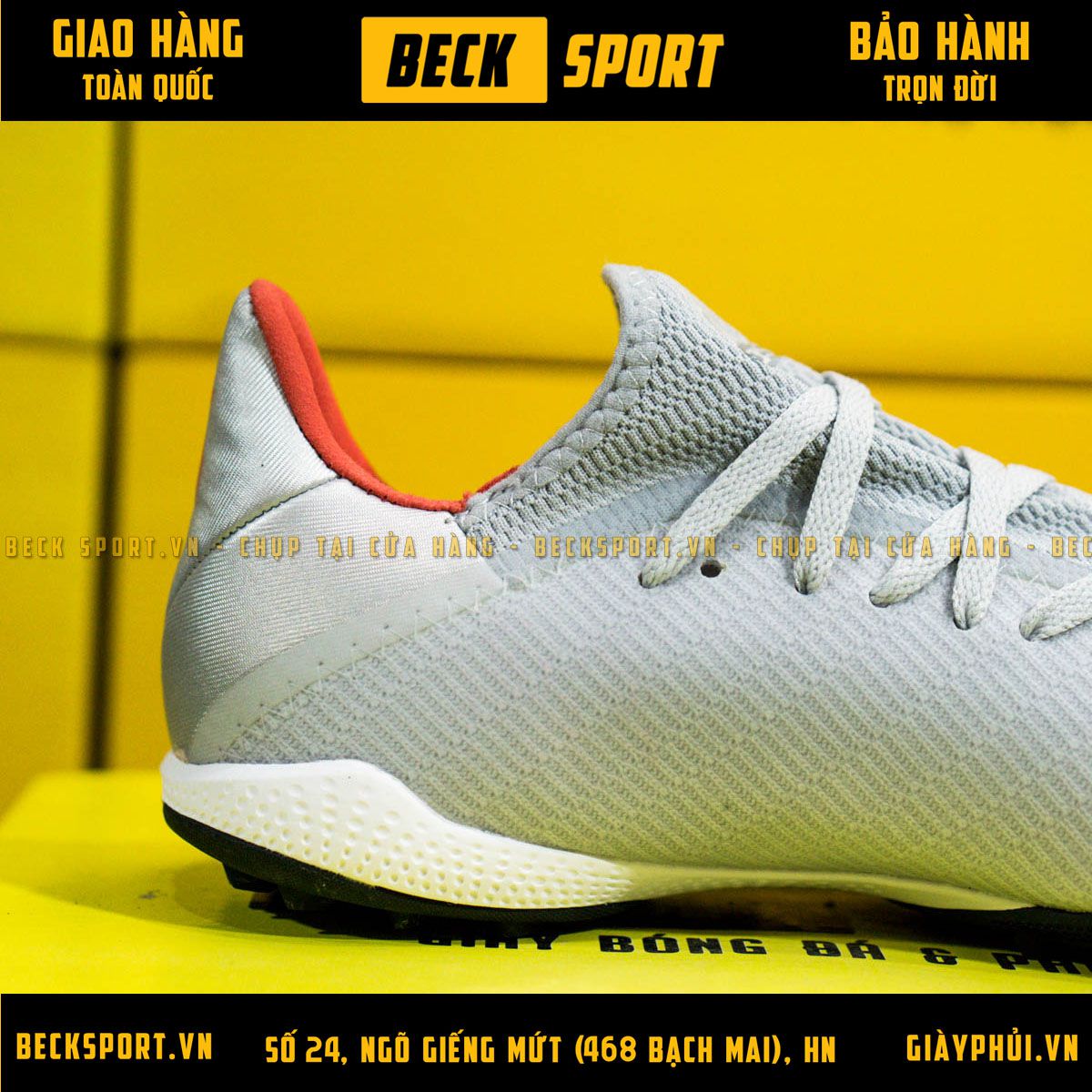 Giày Bóng Đá Adidas X 19.3 Xám Vạch Đỏ HQ TF