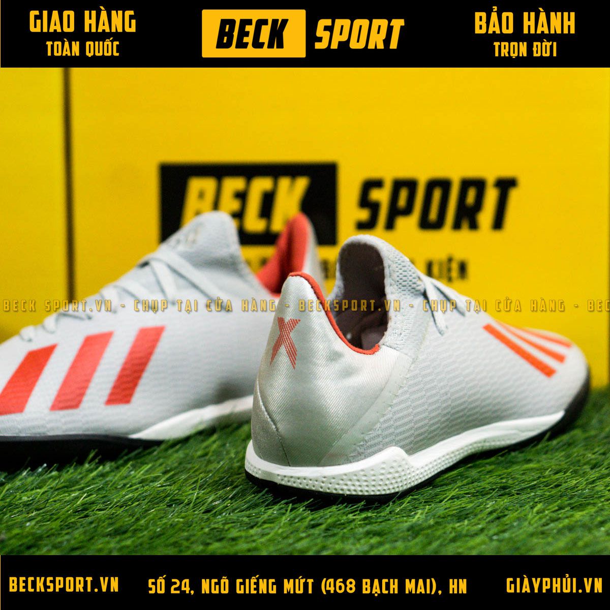 Giày Bóng Đá Adidas X 19.3 Xám Vạch Đỏ HQ TF