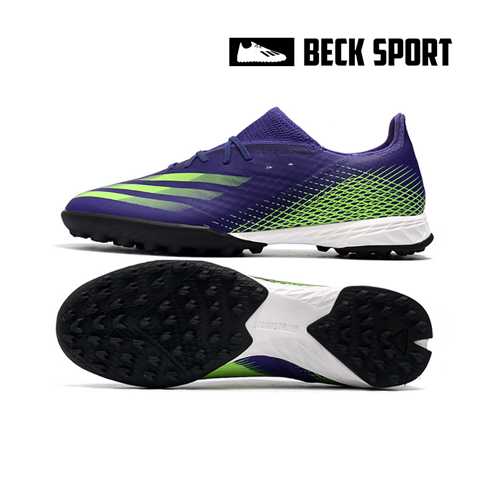 Giày Bóng Đá Adidas X Ghosted.3 Tím Vạch Xanh Lá HQ TF