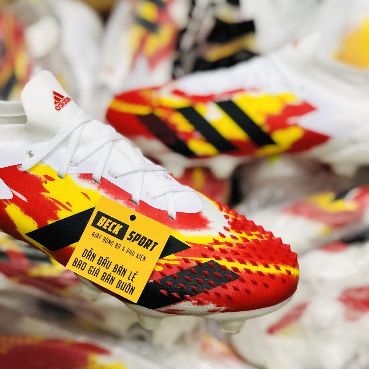 Giày Bóng Đá Adidas Predator 20.1 Uniforia Đỏ Vàng Gót Trắng Vạch Đen FG