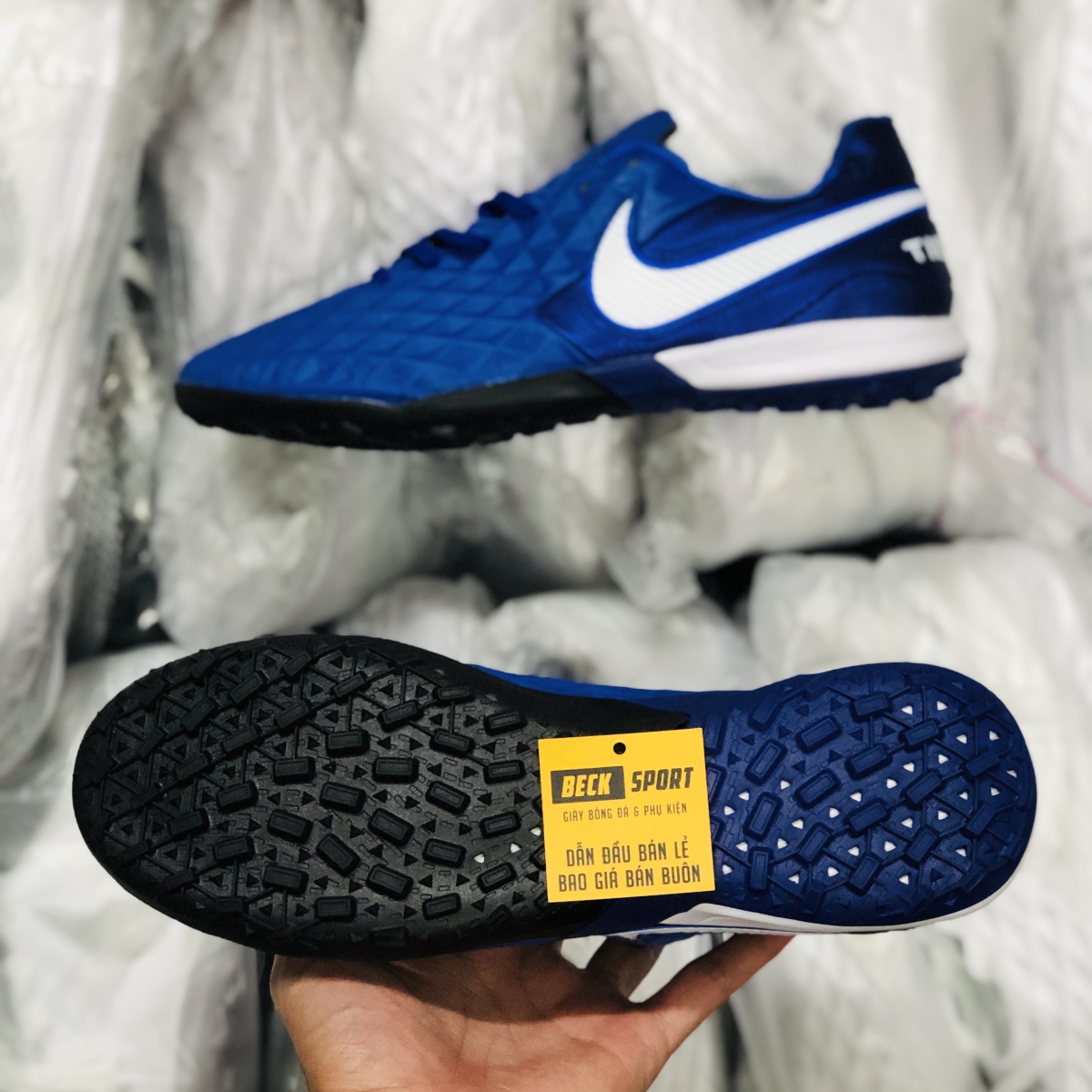 Giày Bóng Đá Nike Tiempo Legend 8 Pro Xanh Tím Than Vạch Trắng V2 TF