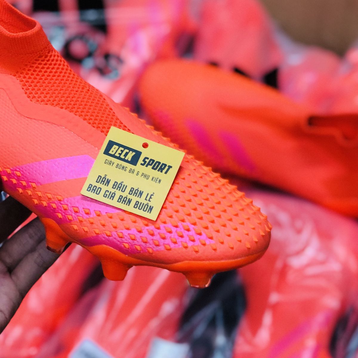 Giày Bóng Đá Adidas Predator 20+ Locality Đỏ Cam Không Dây Cao Cổ FG