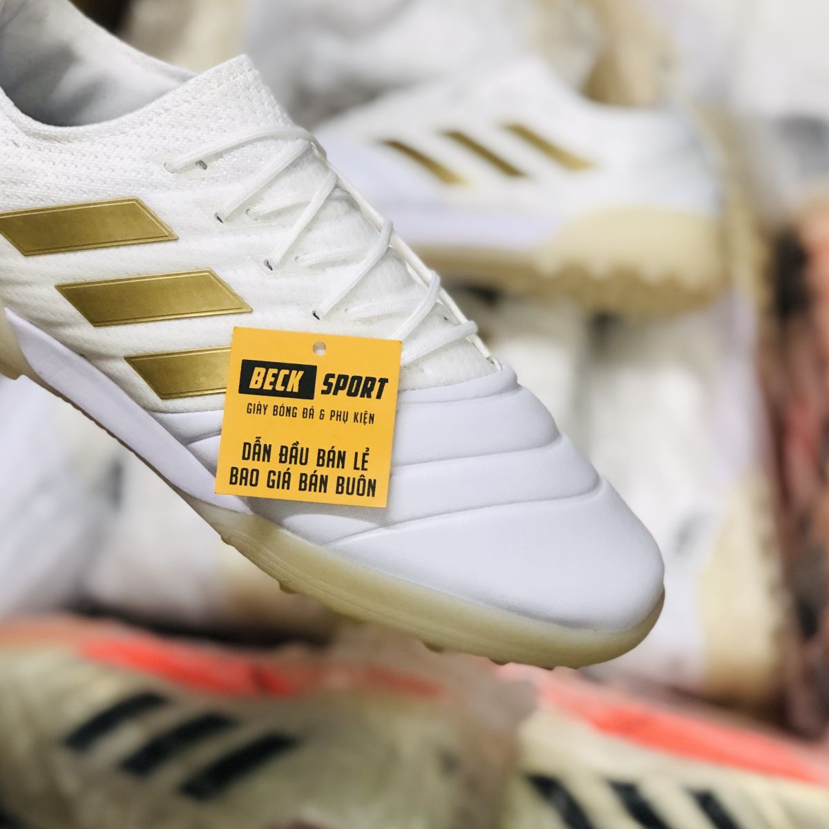 Giày Bóng Đá Adidas Copa 19.1 Trắng Vạch Đồng Da Thật TF