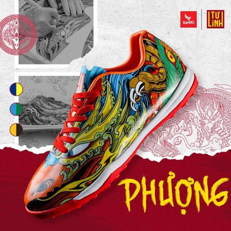Giày Bóng Đá Trải Nghiệm Kamito Tứ Linh - Phượng Đỏ Chính Hãng TF