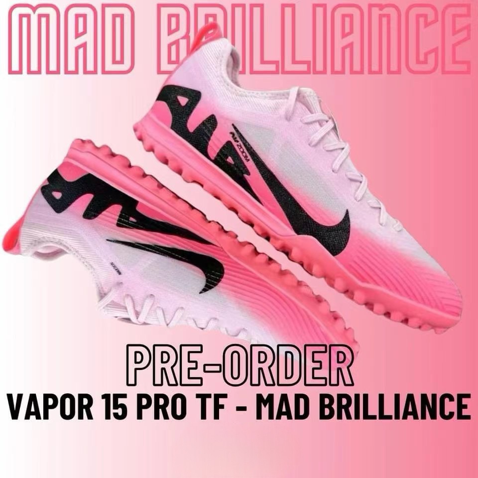 Giày Bóng Đá Nike Mercurial Vapor 15 Pro Euro 24 Hồng Vạch Đen Cổ Lửng HQ TF