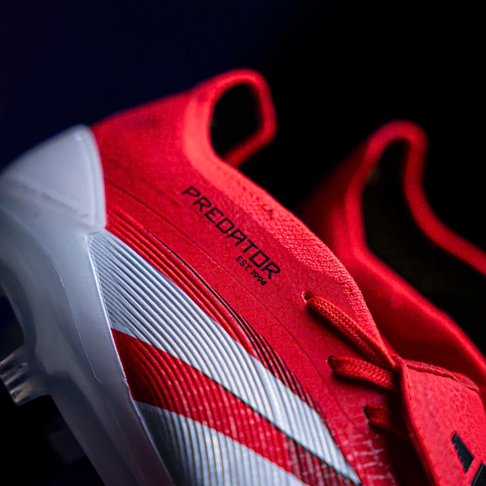 Giày Bóng Đá Trẻ Em Adidas Predator 25 Elite Tongue Đỏ Vạch Trắng HQ FG