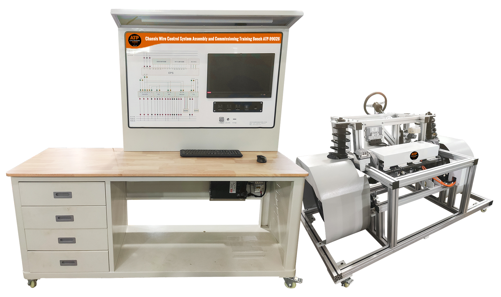 Mô hình đào tạo lắp ráp và vận hành hệ thống điều khiển dây khung gầm xe tự hành ATP – 99026