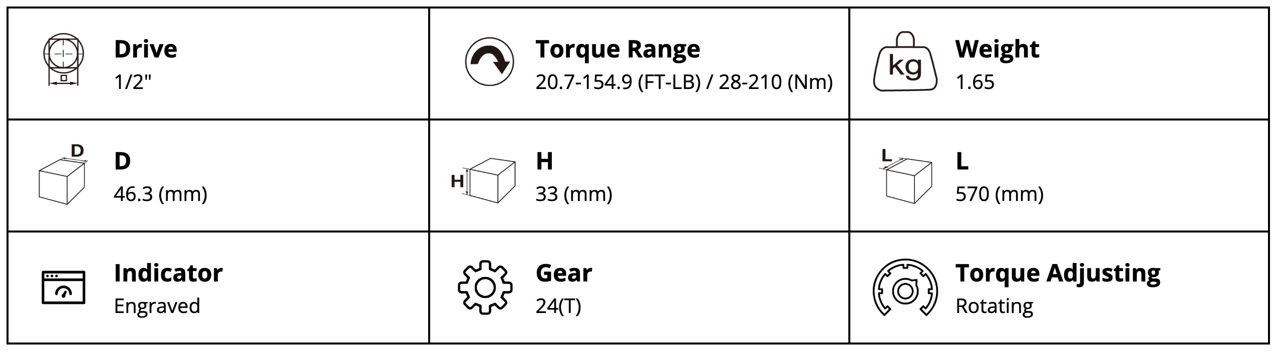 Cần siết cân lực 1/2" TE-428210N 28-210Nm