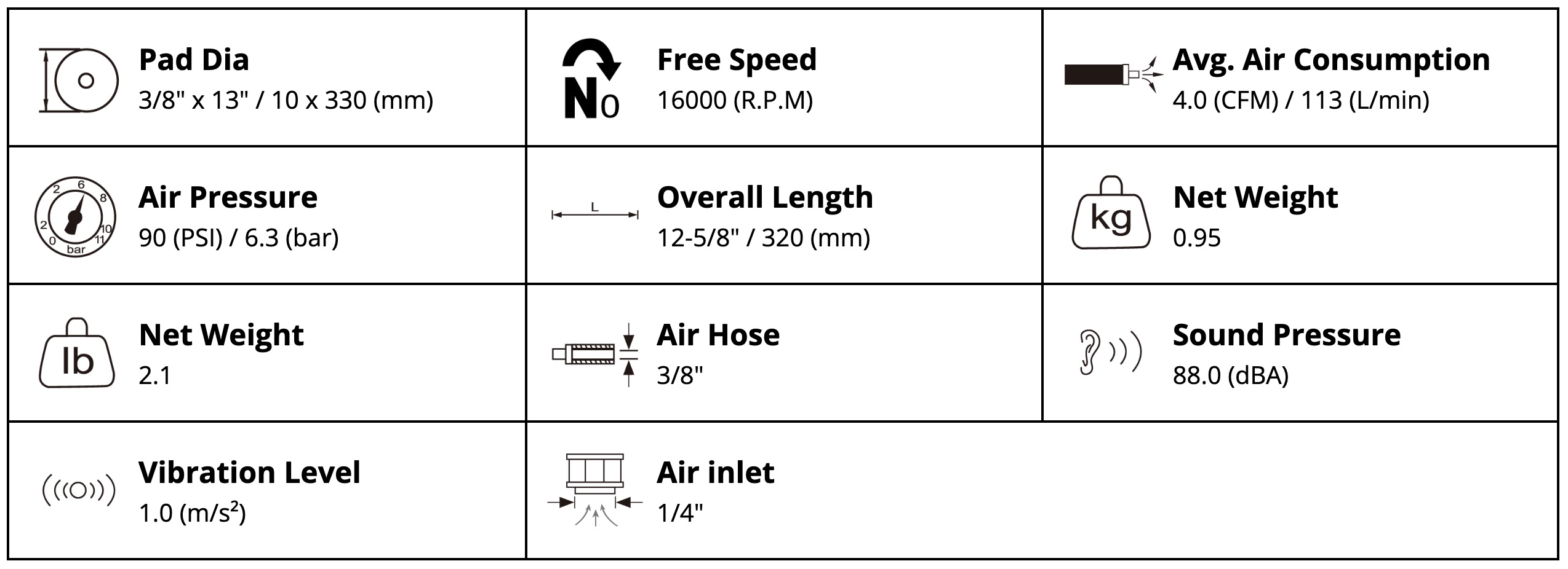 Máy chà nhám dây dùng khí nén 10x330mm QB-321