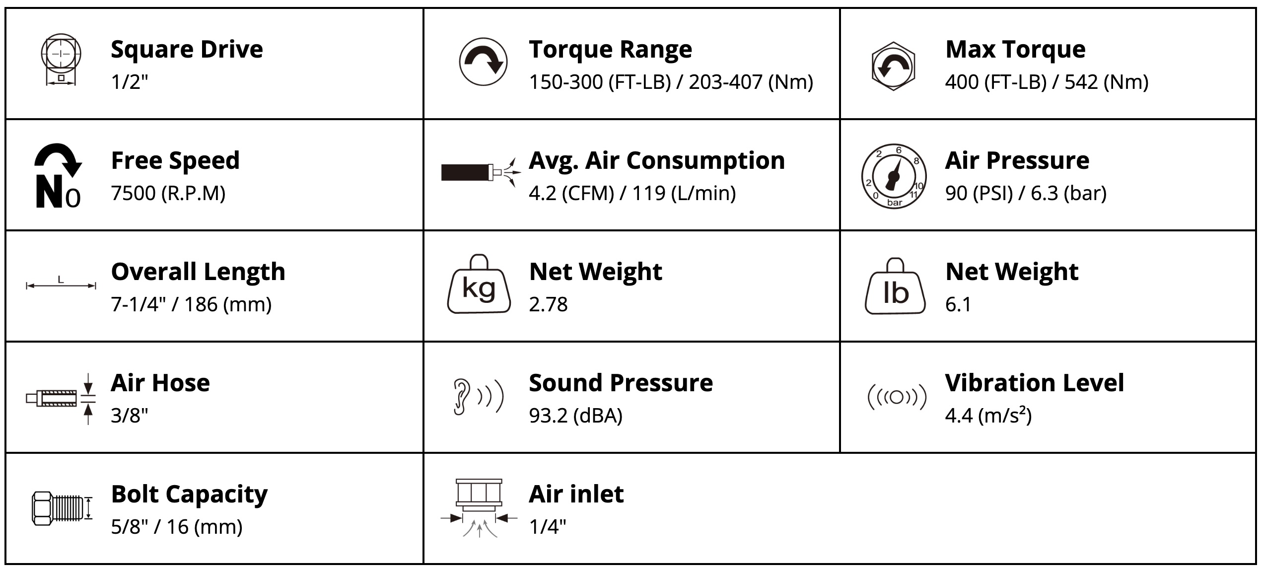 Súng vặn ốc khí nén 1/2" búa đôi NC-4238