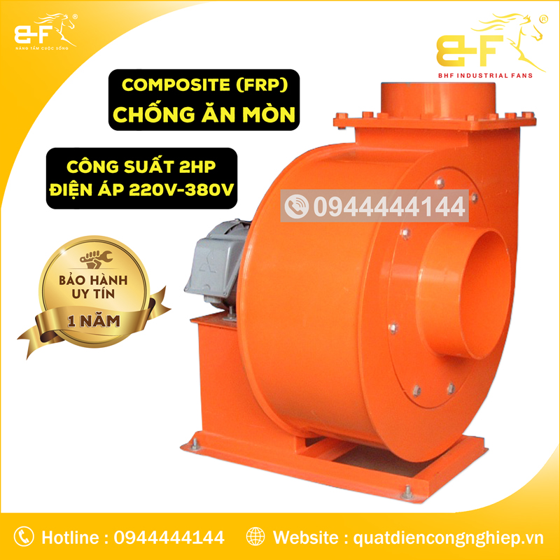 Quạt ly tâm hút hóa chất ăn mòn 2hp