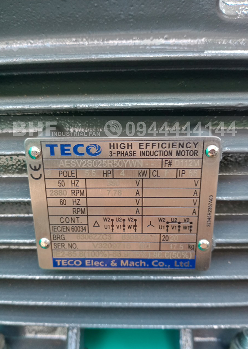 Quạt sò motor teco