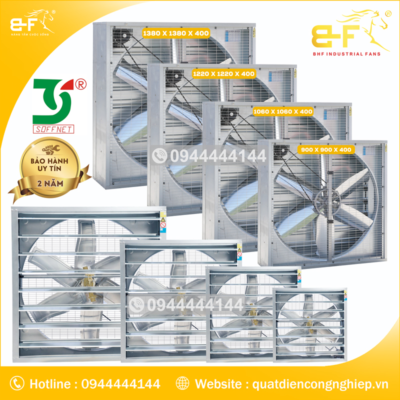 Quạt thông gió vuông Soffnet các model: DF-90, DF-106, DF-122, DF-138