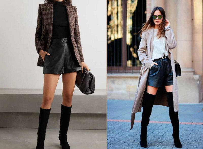 Mix giày boot nữ cổ cao cùng quần short quyến rũ