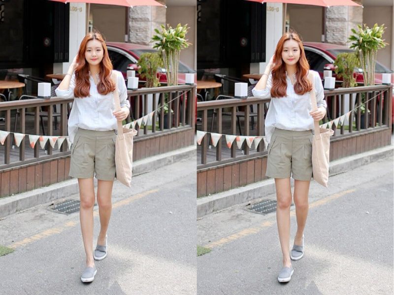 Kết hợp giày đế bệt với quần short