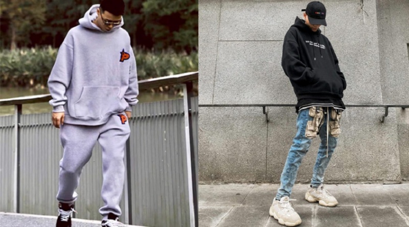 Mix giữa áo hoodie và giày Adidas