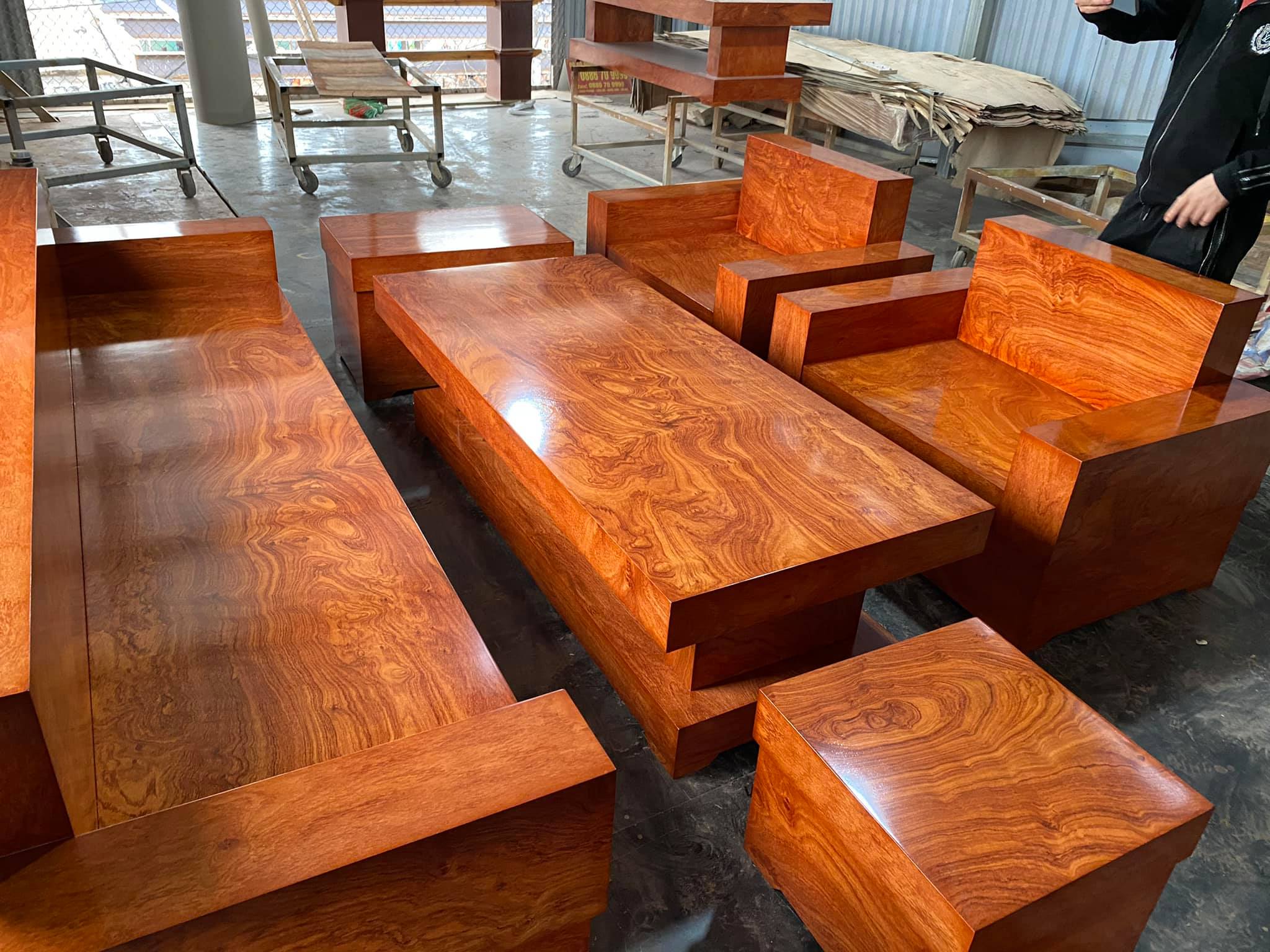 Bộ sofa đối đóng hộp gỗ hương đá – Đồ gỗ Đỗ Mạnh