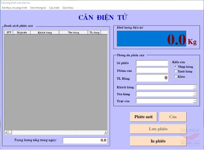 Phần mềm cân điện tử do Tân Phát cung cấp