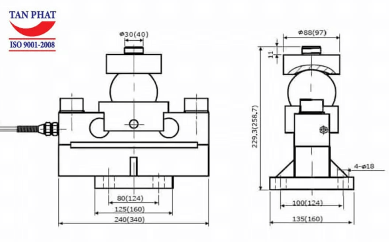 Bản vẽ kỹ thuật chi tiết loadcell QSA 20 tấn 