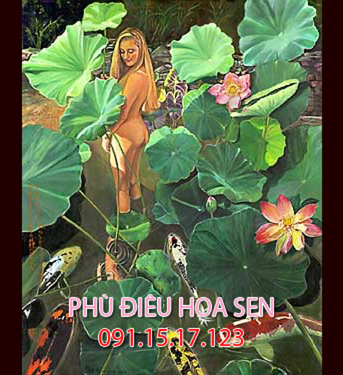 phù điêu hoa sen giả đồng đẹp