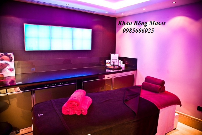 Địa chỉ bán trọn bộ khăn Spa Màu hông- Khăn Bông Muses