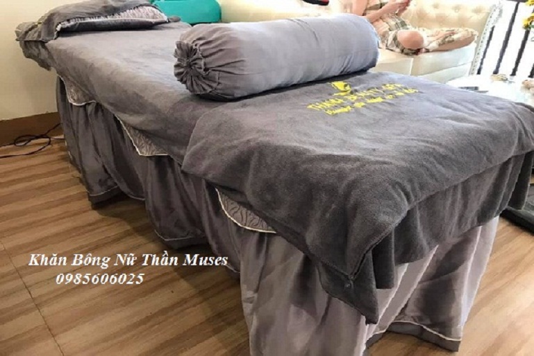 Bán khăn trải giường Spa mầu xám tại TPHCM- Khăn Bông Muses.