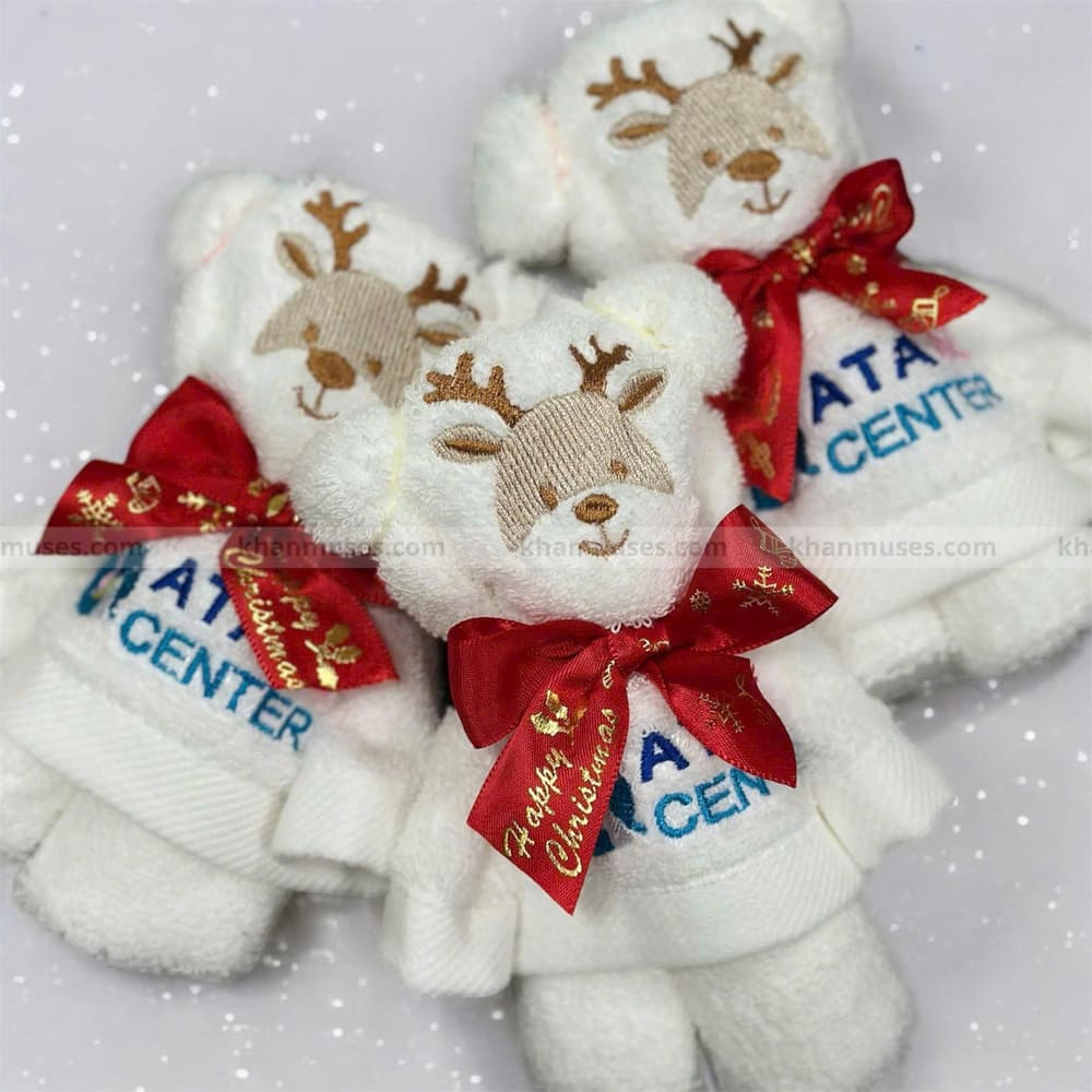 Khăn cotton thêu logo gấp gấu - TT âm nhạc ATASE CENTER