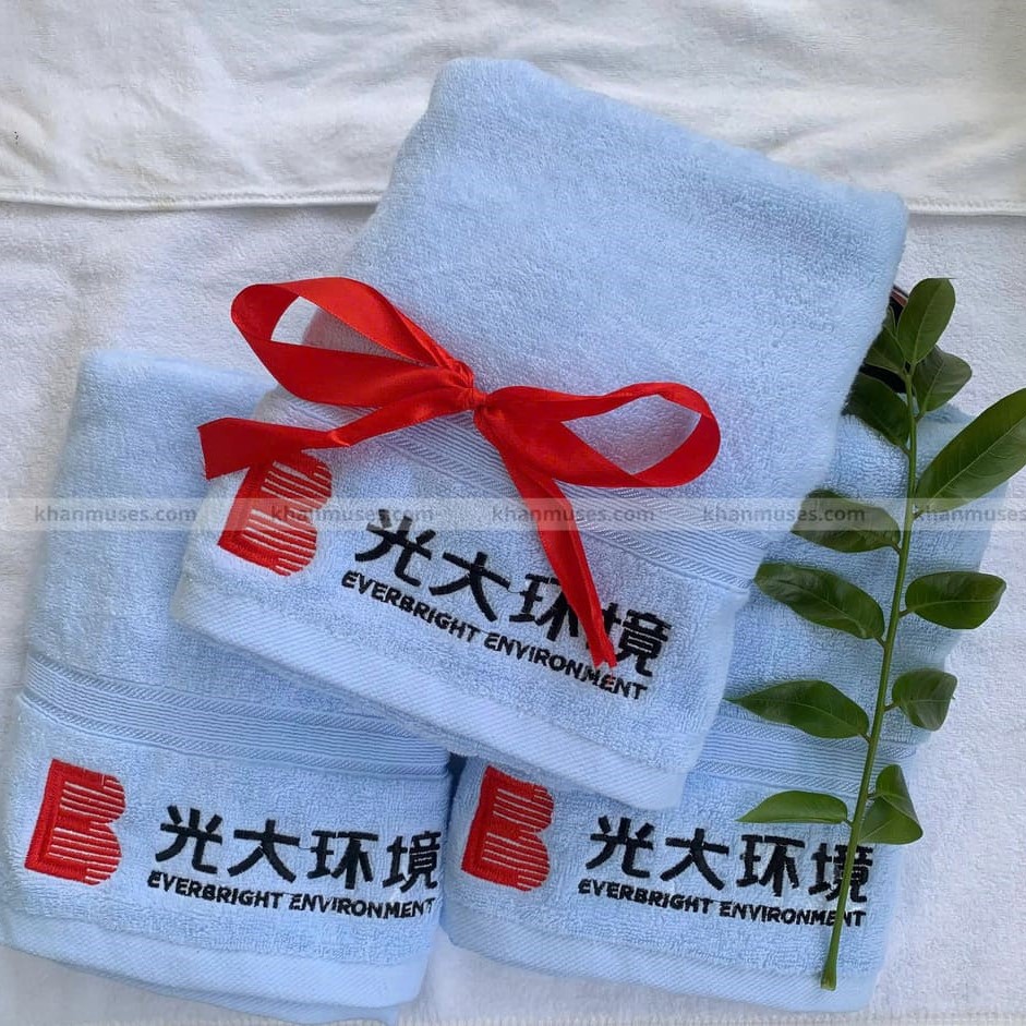 Khăn Quà Tặng Cotton Thêu Logo - Everbright Enviroment