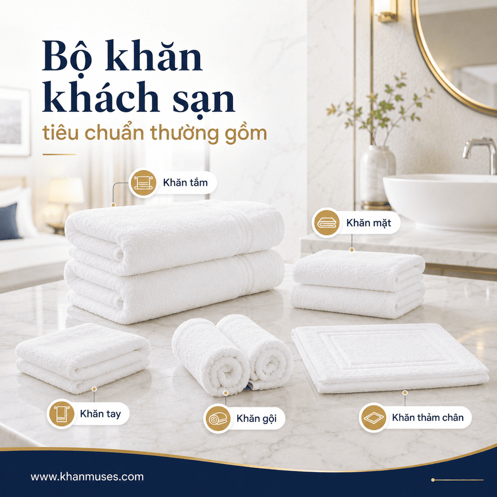 Set khăn khách sạn tiêu chuẩn gồm những gì?