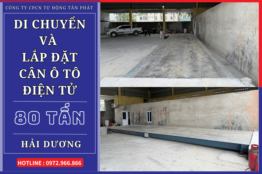 Di chuyển vị trí và lắp đặt cân ô tô 80 tấn tại Hải Dương
