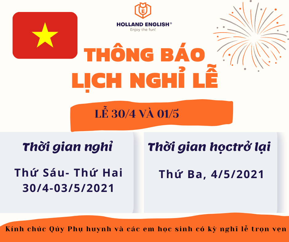 ⚠⚠ Thông báo Lịch nghĩ Lễ 30/4 và 01/5 ‼️‼️