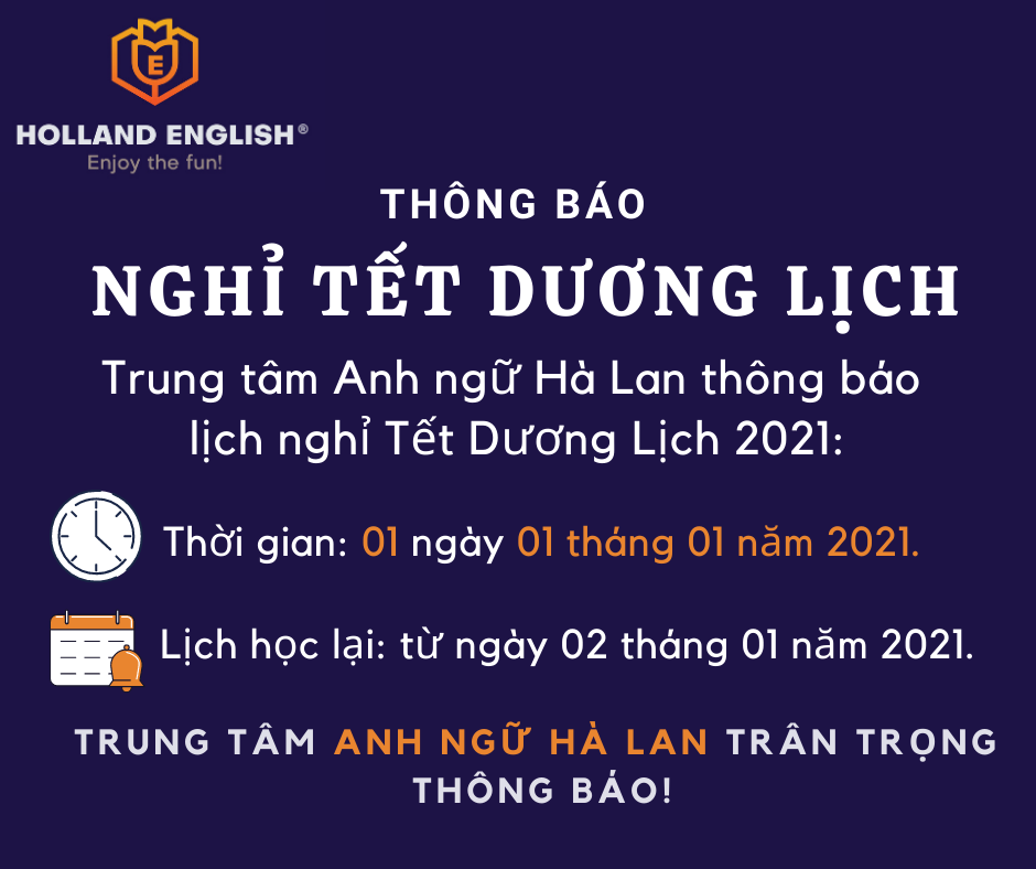 Thông báo nghỉ Tết Dương Lịch 2021