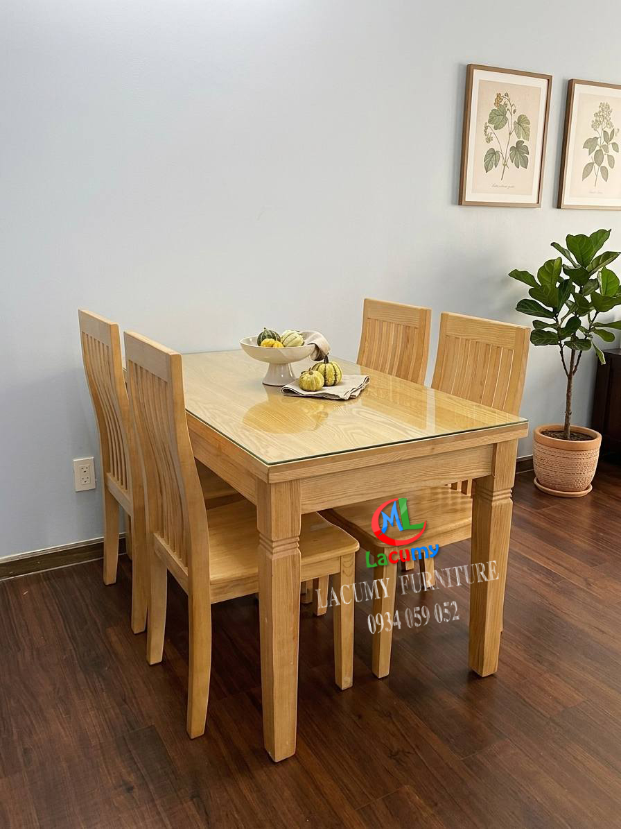BỘ BÀN ĂN CHỮ NHẬT GỖ TẦN BÌ 1M4 -BBA02