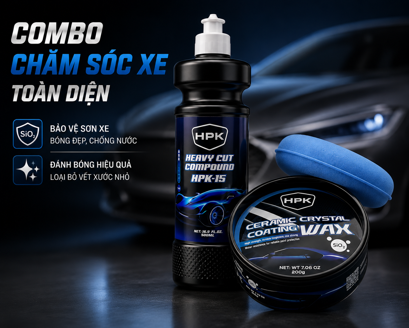 Combo Kem xoá xước ô tô và Sáp phủ Ceramic