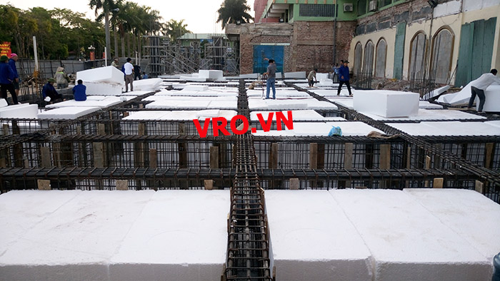 móng trên nền đất yếu, móng bè, móng hộp KS Vị Hoàng Nam Định