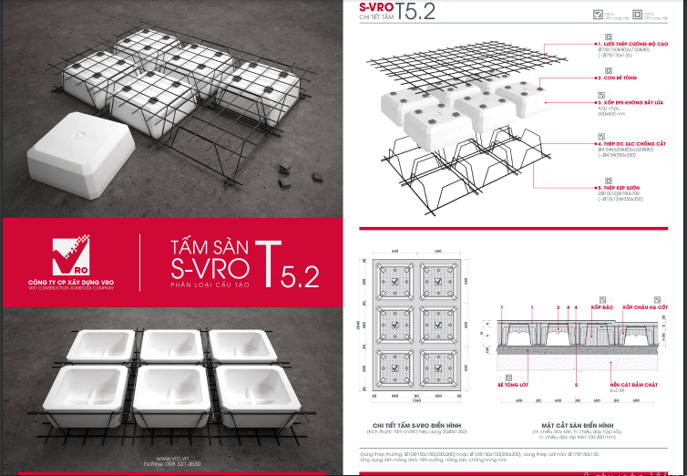 Sàn phẳng-Tấm sàn xốp 5.2 VRO | Công ty Xây dựng VRO chuyên thiết ...