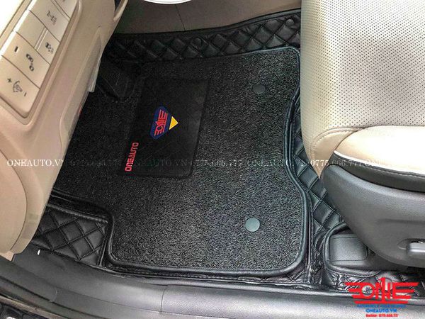 Thảm Lót Sàn Hyundai Tucson 2019 Vuông Đen Chỉ Đen