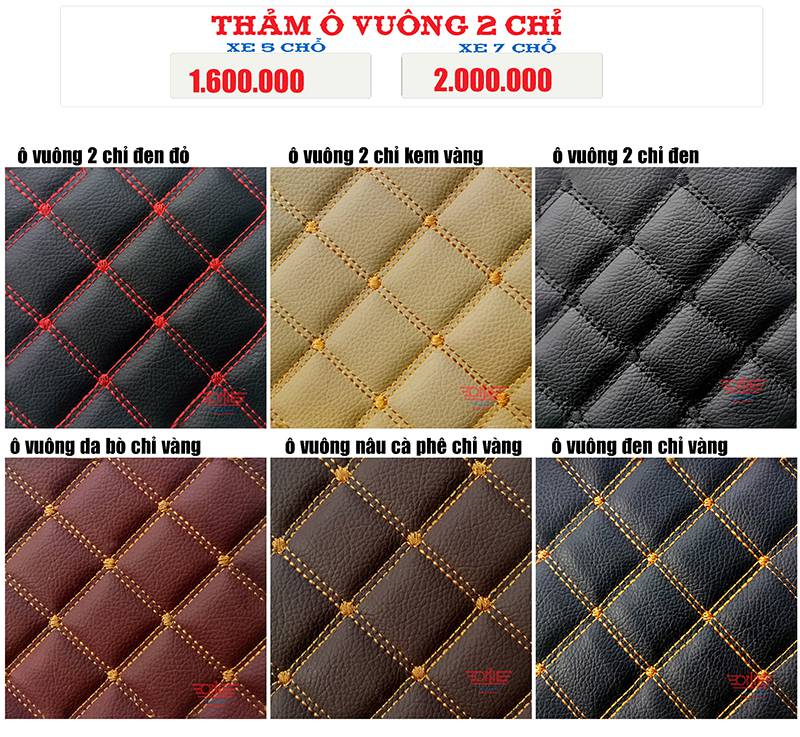  bảng báo giá thảm lót sàn ô tô vuông 2 chỉ