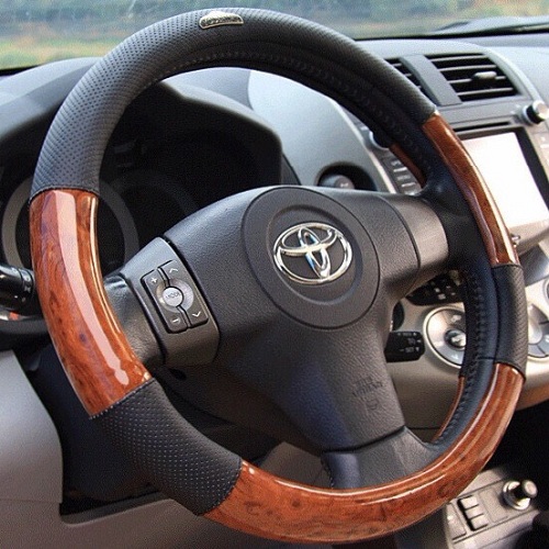 Bọc vô lăng da cao cấp-giả gỗ