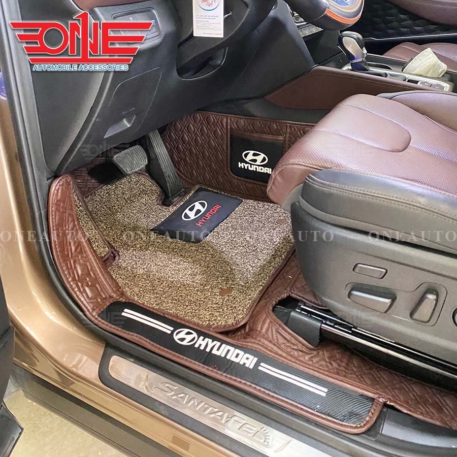 Thảm lót sàn ô tô 8D Hyundai SantaFe 2019 - 2020 FULL viền cửa